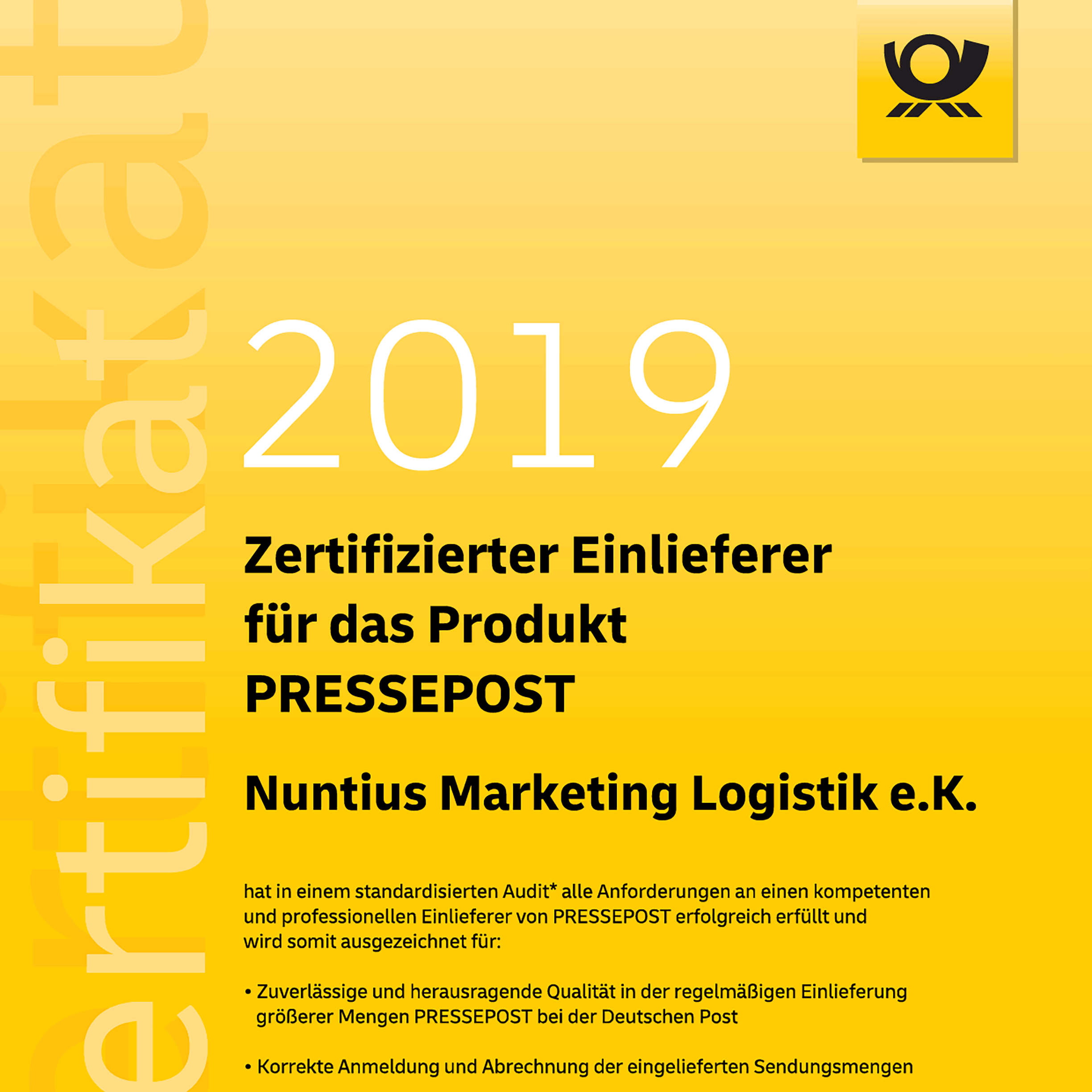 Zertifikat Pressepost