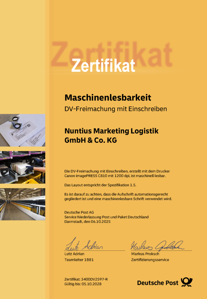 2025-10-06_Zertifikat_Maschienenlesbarkeit_DV-Freimachung_mit_Einschreiben_Seite_1